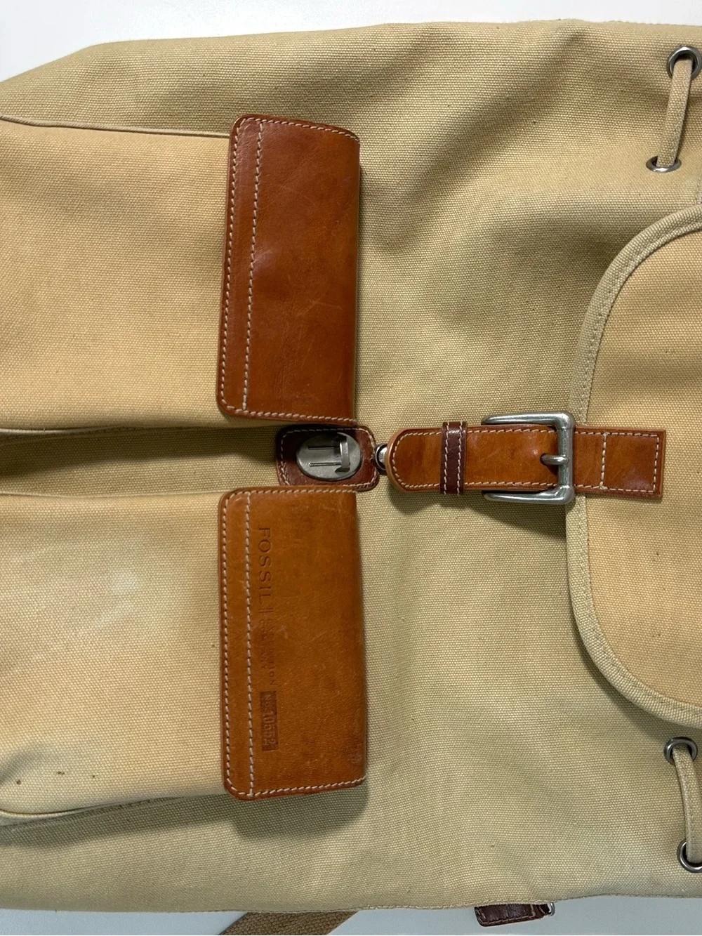 Fossil Expedition Co. Canvas Backpack Brown Leather Trim Durable Travel Gear
